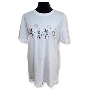 NWOT White Patriotic Skeletons Bella + Canvas Short Sleeve T Shirt Sz M
